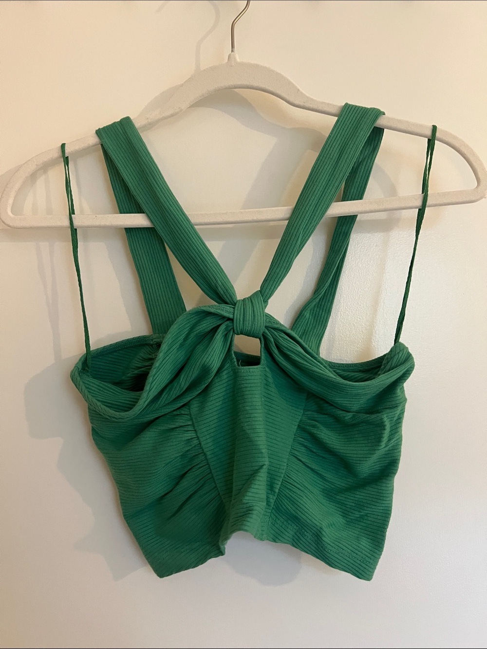 Urban Outfitters Emerald Green Knotted Ribbed Crop Top
